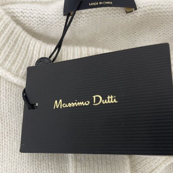 Massimo Dutti Women Cardigan Sweater S Cream Wool Gold Button 5702/620 NWD - Picture 7 of 16